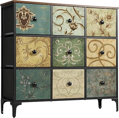 Open cabinet with 9 drawers, long storage unit for bedroom, modern dresser for cabinet, living room, child bedroom, wooden tray and fabric drawers.. Thousands of items, all priced just right — shop DIAYTAR Nigeria today.