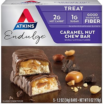 Atkins caramel nut chews, low carb keto friendly, 5 pièces,.. DIAYTAR NIGERIA provides endless shopping possibilities with affordable prices and prompt delivery service.