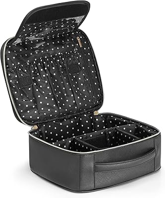 Makeup bag, black, medium leather.. DIAYTAR NIGERIA: Where quality meets accessibility with affordable prices and prompt shipping.