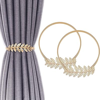 Alloy curtain embraces, Simple Modern Style Window Curtain Kits, Decorative Curtains Kits for Home Office (Gold Leaf) - 2 pieces.. Your shopping dreams realized through DIAYTAR NIGERIA's affordable platform with reliable delivery times.