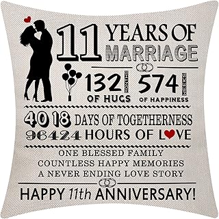 18x18 "Decorative cushion cover for 11th wedding anniversary, marriage commemorative gift, couples, men men, husband, woman, wedding anniversary (11).. DIAYTAR NIGERIA: Your trusted marketplace that combines variety, affordability and reliable shipping.