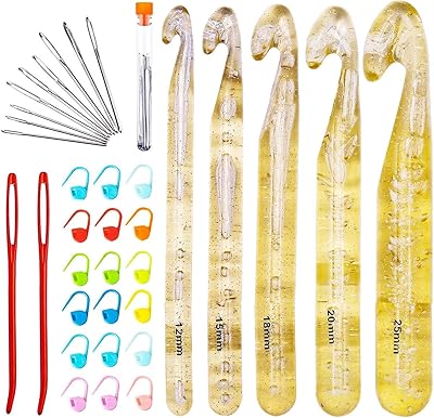 Set of hook hooks, 9 dull -shaped plugs with large chas, hook needles with 20 point markers and 2 large tapestry needles for wires, carpets, scarves and voluminous wool.. DIAYTAR NIGERIA: Where every shopping need is met with affordable prices and timely delivery.