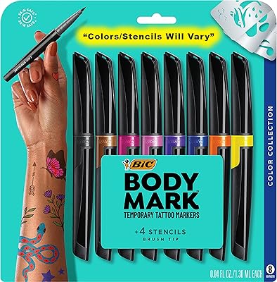 Temporary bic tattoo pens for the whole body, colored set, flexible brush point, 8-matching package, safe for the skin*, cosmetic quality (mtbp81-ast).. Experience the future of online shopping with DIAYTAR NIGERIA's extensive product range and competitive pricing.