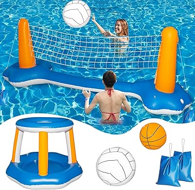 Skihd inflatable volleyball game set, floating summer swimming toys for adults, adolescents and family. Volleyball field (300 x 95 cm) basketball hoop (90 x 90 x 60 cm).. Shop confidently with Nigeria's most trusted e-commerce platform, offering swift and affordable delivery.