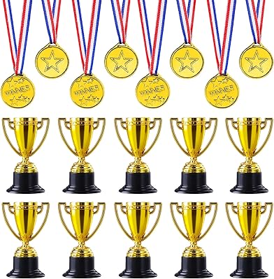Set of 30 gigwise trophies and medals, 12 plastic gold cuts and 18 medals winner of sporty prices for children, party gifts for girls, awards and events... DIAYTAR NIGERIA delivers value, variety, and convenience with our nationwide 5-8 day shipping.