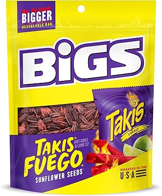 Sunflower seeds Biggs Takis Fuego, Chile-Lime flavor, Sweet Ceto snack, 151.7 g (8).. Shop anytime, receive on time — only with DIAYTAR Nigeria.