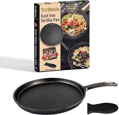 Tratlada / Plaque / Plot in Pre-Enduited cast iron of 26 cm + hot handle support + ebook of recipes 50 tortillas recipes.. Shop with confidence at DIAYTAR NIGERIA, enjoying competitive prices and delivery within 8 days.