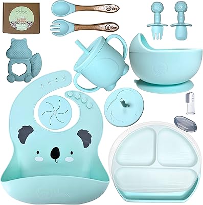 Odoo baby supply supplies for weaning (14 parts), Odoo baby power supply | Silicone suction baby bowl | Self-eating kit with spoons, bibs, cup and suction plate for infants (water green).. DIAYTAR NIGERIA: Making online shopping accessible with affordable prices and nationwide delivery service.