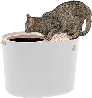 Cat liter tray Iris USA with opening on top and shovel, white and beige, large size, Punt-530 model (586962).. DIAYTAR NIGERIA brings affordable shopping to every Nigerian home with delivery in just 5-8 days.