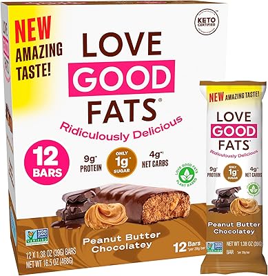 LOVE Good FATS LOVE BARRES - Chocolatey with peanut butter - Carto compatible protein bar with natural ingredients - Snake with low sugar content, low in carbohydrates, GUM, gluten -free and soy -free for ketogenic diets - (12 units).. Unlock endless possibilities with DIAYTAR NIGERIA's affordable marketplace and reliable delivery service.