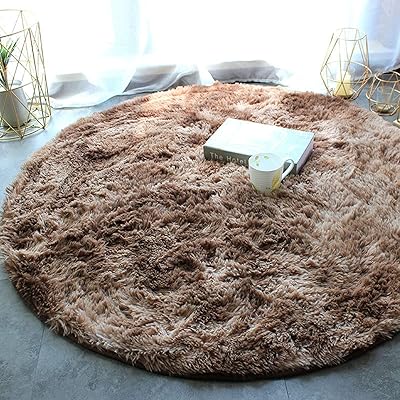 Large modern round carpet, soft, soft to the touch, shiny, for living room, bedroom (brown color, 200 cm diameter).. With DIAYTAR Nigeria, you can browse through thousands of items at the best prices. Place your order today and receive it in less than a week.