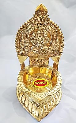 Saradha Metals Kamakshi Kamachi Devi Ma brass lamp (gold, 5.3 inches) (lot of 1).. DIAYTAR NIGERIA: Making online shopping accessible with affordable prices and nationwide delivery service.