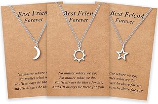 Best friendly friend Sun, moon and star, friendship necklace for best sister, best friend's gifts for Mother's Day for adolescent girls, women, stainless steel, without precious stones.. Your complete shopping companion, DIAYTAR NIGERIA offers extensive selection delivered within the week.
