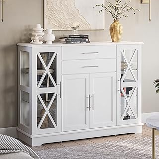 Bailey's Ryland 47 -inch wooden storage table for buffet and buffet, white.. Your one-click solution to affordable shopping, DIAYTAR NIGERIA delivers quality products nationwide.