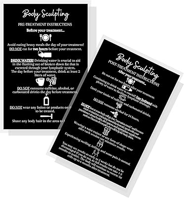 Information cards before and after processing for body sculpture | Package of 30 | Large 4 x 6 inch postcard format | black with white pattern.. DIAYTAR NIGERIA: Empowering Nigerians with access to affordable products delivered within 8 days.