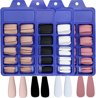 400pcs long coffin Ballerina press on false nails set mat in full coverage acrylic nail art for women and girls (black, white, pink flesh).. Your digital shopping destination, DIAYTAR NIGERIA combines variety with affordability and quick delivery.