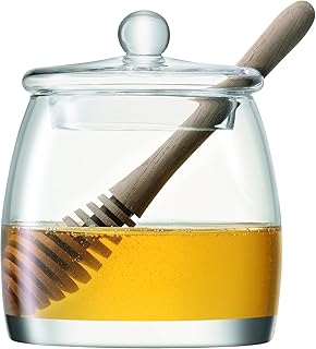 LSA Honey Pot Server & Dip Oak H12.5cm Transparent | 1 unit | mouth and handmade glass | Hand cultivated wood | SZ35.. DIAYTAR NIGERIA delivers more than products - we deliver affordable shopping satisfaction nationwide.