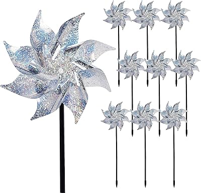 Alykdon Lot of 10 reflective rotating wheels with piquets and pins in mylar wheel with super glitter pins for garden decoration, repellents against birds to keep the birds from the courtyard and the farm away.. Your favorite online marketplace — DIAYTAR Nigeria delivers quick and cheap.