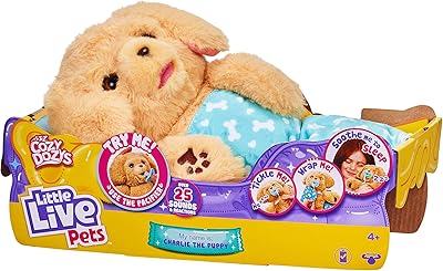 Little Live Pets - Cozy Doozies: Charlie the puppy | Interactive dog toy for dogs. more than 25 sounds and reactions. Movement of magic eyes. Includes a coverage, a pacifier and batteries. from 4 years old.. Experience the ease of modern shopping with DIAYTAR NIGERIA's vast selection and quick delivery service.