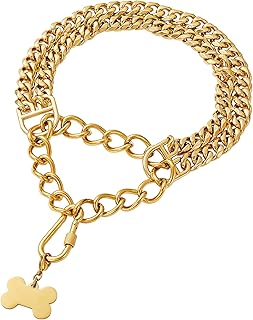W-W Channel Collar for Dog In Gold For Life Metal Walking Collar with loop.. DIAYTAR Nigeria offers the perfect blend of affordability and efficiency. Shop now and get your products delivered between 5 and 8 days nationwide.
