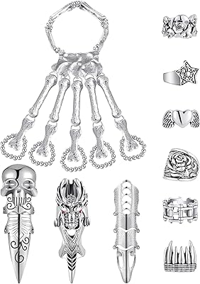 Metli 10 pieces set of skeleton handbralets with gothic skeleton ring armor claw finger decoration, alloy.. Your everyday shopping destination, DIAYTAR NIGERIA offers quality and value delivered within days.