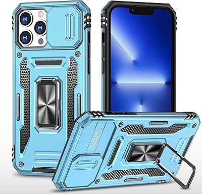 Sliding camera shell for iPhone 11 pro 5.8, crutch with integrated magnetic ring that pivots 360 degrees, anti -shock protection shell, sky blue.. Experience the convenience of boundless shopping with DIAYTAR NIGERIA's affordable platform and quick shipping.