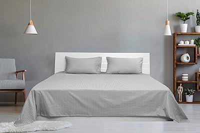 Darco Hotel Linen Club 2 -room bed set, 100% cotton 250 wire wire 1cm striped, size: 160x220cm + 1 pillow pillowcase 50x75cm, silver.. DIAYTAR NIGERIA delivers happiness in 5-8 days with our affordable and diverse product range.