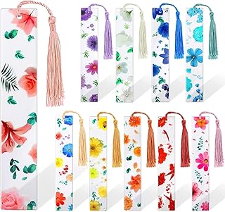 Acrylic bookmarks, 10 pieces with transparent floral pattern with bangs for students, teachers, book lovers and readers.. Your complete shopping solution, DIAYTAR NIGERIA offers extensive choice with competitive prices and delivery.