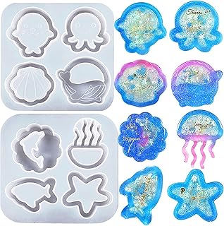 2 games of identification labels for keychain of marine animals, keychain, earrings, silicone resin mold, Medusa shell, epoxy molding molds in the shape of dauphin for pendants, necklace ornament, 3D DIY decoration crafts.. Shop with confidence at DIAYTAR NIGERIA, enjoying competitive prices and delivery within 8 days.