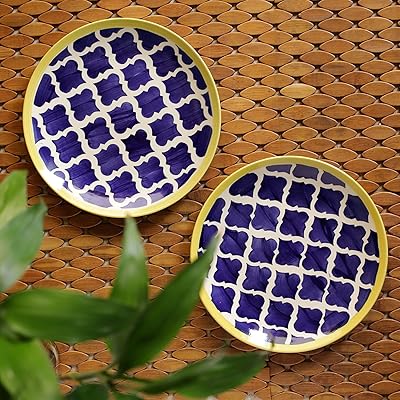 Set of Moroccan ceramic -painted Moroccan service plates - 2 rooms.. From tech to toiletries, DIAYTAR Nigeria delivers without delay.