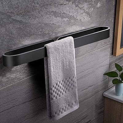 Sticker bathroom towel holder - Aluminum alloy bathroom towel rack to hang sticking contemporary style towels, without drilling - Black.. Shop from our extensive catalog at DIAYTAR NIGERIA and enjoy doorstep delivery in just 5-8 days.