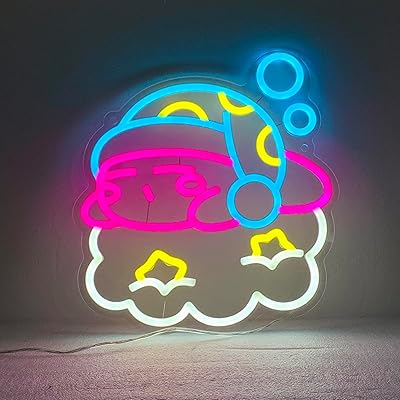 Sleeping Kirby Neon Sign, anime neon signs for wall decoration, powered by USB Kir by neon for girl bedroom decoration, gift for its sign 12x11in.. DIAYTAR NIGERIA: Where every shopping need is fulfilled with affordable prices and nationwide shipping.