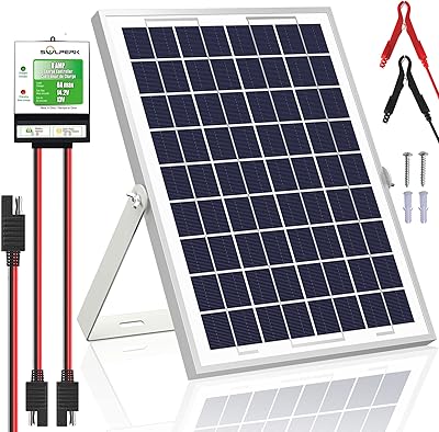 Solperk 10W solar panel, 12V + Sallery's solar panel charger kit, adapted for automobile, motorcycle, boat, mountain biking, navy, motorhome, trailer, mechanical sports, snowmobiles, etc. Various 12V batteries. (solar 10W).. With DIAYTAR Nigeria, your wishlist becomes reality, fast.