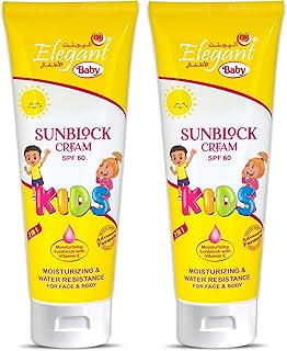 Lot of 2 | Elegant children's sunscreen (sunscreen) with SPF 60 - 170g (170ml x 2) - Children's hydrating sunscreen | Water resistant sunscreen with vitamin E, advanced formula providing 2 in 1 protection.. DIAYTAR NIGERIA delivers what matters - quality, affordability, and prompt nationwide shipping.