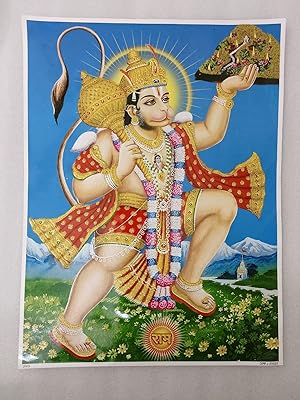 Portrait poster of Lord Shri Hanuman Ji, Puja wall decoration for the house, 1, blue package.. DIAYTAR NIGERIA brings affordable shopping to your fingertips with reliable delivery in less than 8 days.