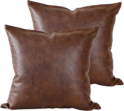 Banoud Lot of 2 cushion covers in imitation leather size 20 x 20 dark brown, cushion cushion modern luxury bohemian style for sofa, living room, bed.. DIAYTAR NIGERIA brings the marketplace to your home with budget-friendly prices and nationwide delivery.