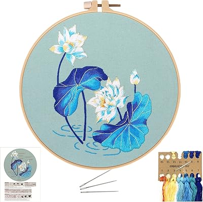 Kit of embroidery with motif instructions for adult beginners, DIY cross stitch kit contains embroidery fabric with floral pattern, a plastic hoop, needles and thread, embroidery objects for interior decoration... DIAYTAR NIGERIA: Putting quality products within reach of every Nigerian through our affordable marketplace.