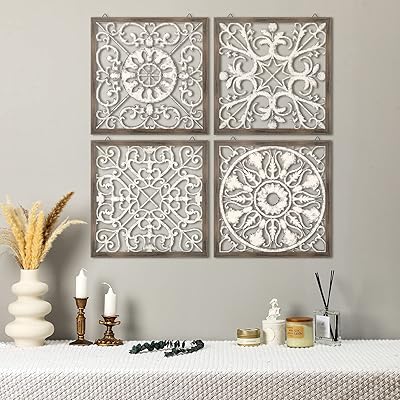 4 pieces of thick and white thick and white carved wooden walls, Farm wall decoration for living room, modern decorative wooden panels, carved wall plate for house kitchen dining room bedroom.. Experience hassle-free shopping with DIAYTAR NIGERIA's user-friendly platform and prompt delivery service.
