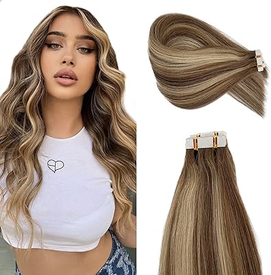 Licoville Hair Extensions with Honey Blond Adhesive Adhesive, Human Hair Extensions with Brown Brown Balayage With Blond Reflections, Adhesive Ribbon of real human hair, 14 inch, 50 g, 20 pieces.. Say goodbye to long wait times — DIAYTAR Nigeria ships in just 5–8 days!