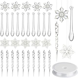 Set of acrylic crystal decorations, 40 pieces of New Year ornaments in the shape of a snowflake with transparent crystal line for household tree, wedding, festival decoration.. Experience the ultimate in shopping convenience with DIAYTAR NIGERIA's vast catalog and 5-8 day delivery.
