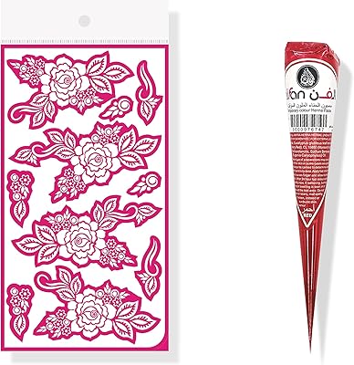 Henné Fan Henna Sticker for children, (a0041) + instant henna paste (cherry red color).. DIAYTAR NIGERIA: Where shopping dreams come true with budget-friendly prices and nationwide shipping.