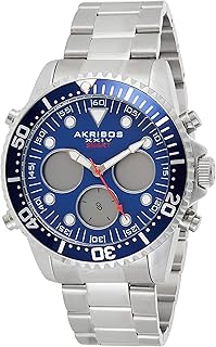 Akribos XXIV men's quartz watch, analog-numeric display and massive stainless steel bracelet, AK1094SSBU.. Shop from anywhere in Nigeria with DIAYTAR's extensive selection and budget-friendly shipping options.