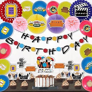 Homby Friends TV birthday decoration kit, themed party decoration including paper fans, paper pompoms, birthday banners, balloons for cupcakes.. Experience the ultimate in shopping convenience with DIAYTAR NIGERIA's vast catalog and 5-8 day delivery.