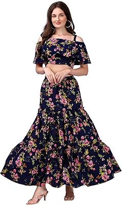 Crêpe blouse and long skirt for woman from Prissy Fashionions.. Your trusted marketplace, DIAYTAR NIGERIA offers comprehensive selection with budget-friendly delivery.