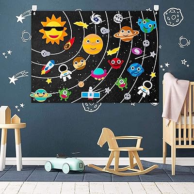Spatial table of the solar system, educational toy for children, interactive game set with hooks, astronauts, planets, galaxy, reusable wall art for boys and girls.. Great products, lower prices, fast delivery — DIAYTAR Nigeria has it all.