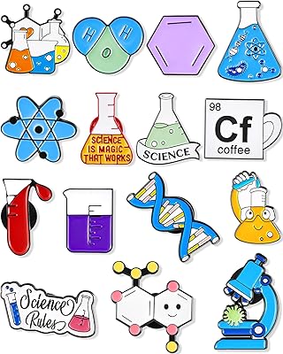 15 pieces set of unique and cute enamel pins for children, Valentine's Day gifts, Kawaii laboratory enamel pins, cartoon scientific pins, laboratory enamel alloy spindle for badges, chemical backpack.. DIAYTAR NIGERIA promises affordability and variety with every purchase, delivered in 5-8 days.