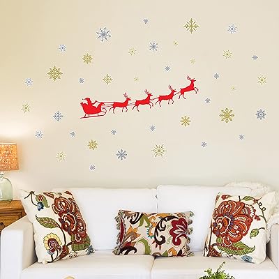 Santa Claus Santa Claus Christmas Woolflex Christmas decoration stickers for living room, children, crèche, school, restaurant, coffee, hotel, home, multicolor, multicolor.. DIAYTAR NIGERIA redefines convenience with our vast product selection and swift nationwide delivery.