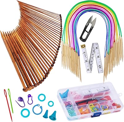 Set of knitting needles Exkiss 18 circular pairs in bamboo sizes with tube.. Your one-click solution to affordable shopping, DIAYTAR NIGERIA delivers quality products nationwide.