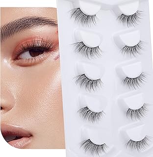 Soft and vaporous half-eyelash, bunch of clear and natural false eyelashes, pack of 5 pairs.. DIAYTAR NIGERIA brings the market to your fingertips with affordable prices and swift delivery services.