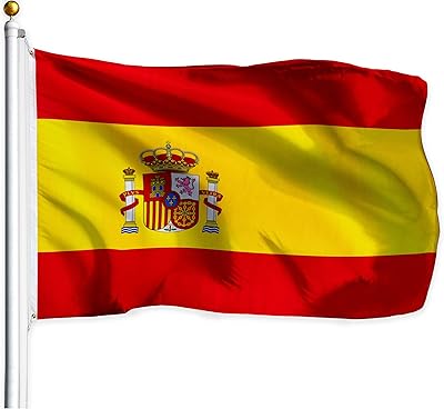 Spanish flag G128 | 3 x 5 feet | Lightwave series printed in 100D polyester | Flag of country in bright colors and brass eyelets.. DIAYTAR NIGERIA brings a world of products to your fingertips with affordable prices and quick delivery.
